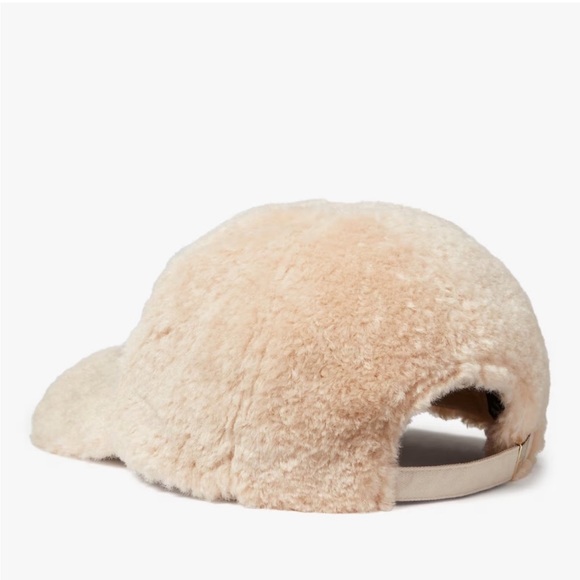 ♠️kate spade Sherpa Plush Fur Baseball Cap Light Sand Cream NWT - Picture 3 of 13